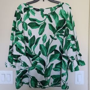 Alfani White and Green Floral top